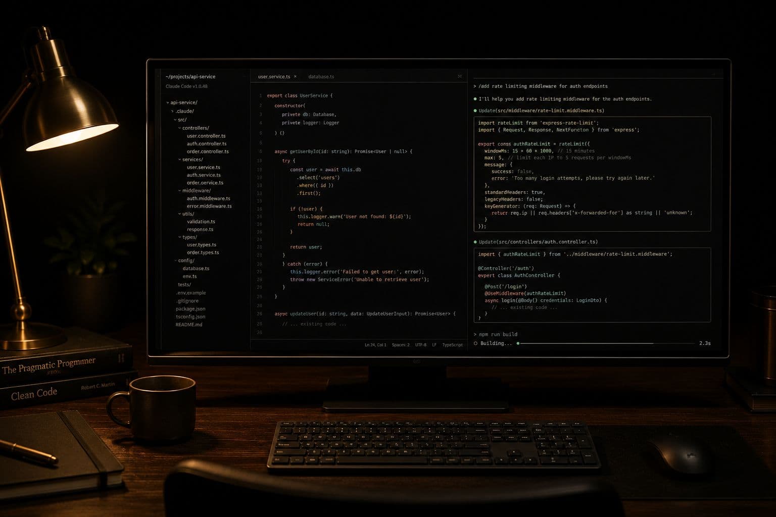 Claude Code development environment in use during a Hahn AI training engagement.